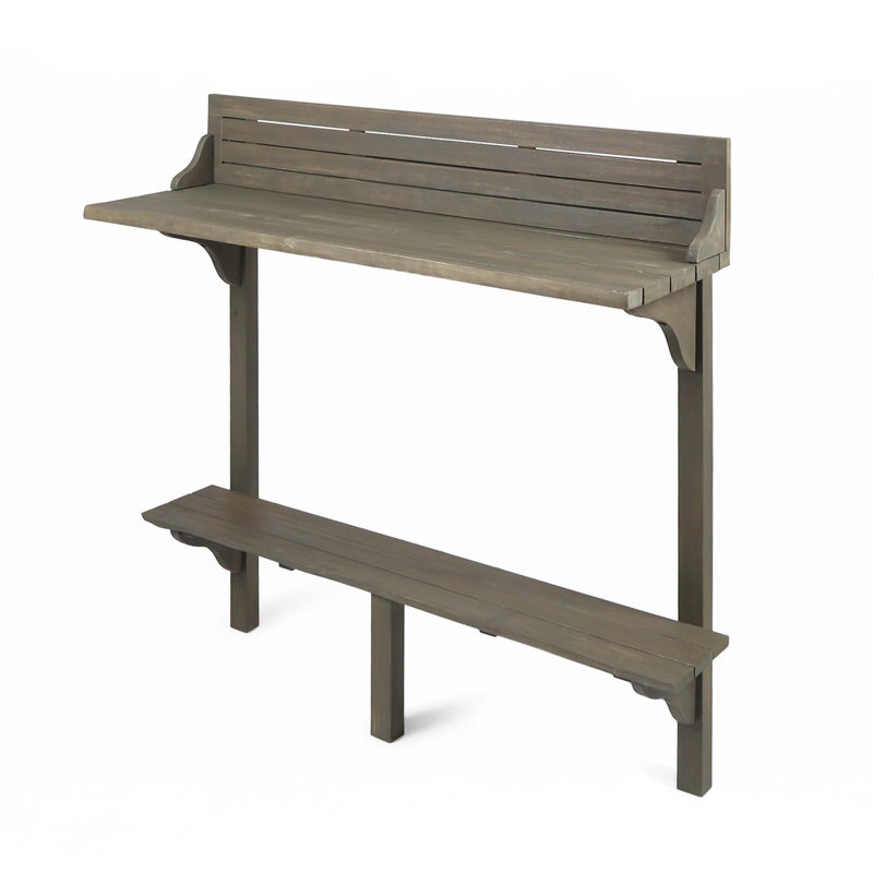Outdoor Acacia Wood Balcony Bar Table, Gray Finish
